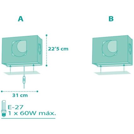 Dalber D-63238H - Dětské nástěnné svítidlo MOONLIGHT 1xE27/60W/230V