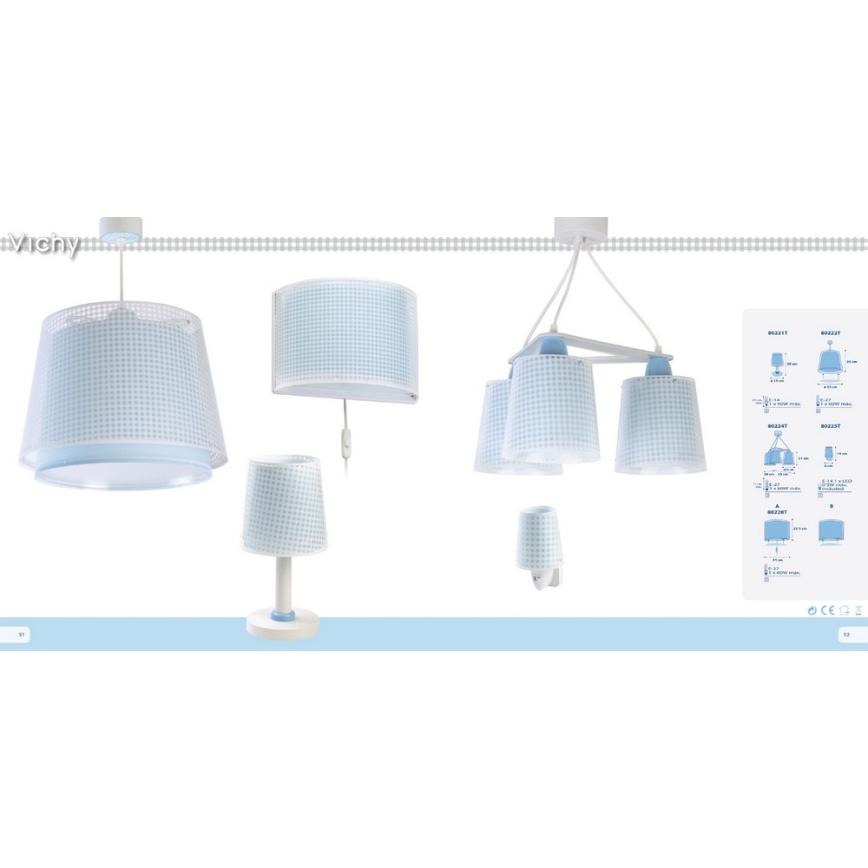 Dalber D-80222T - Dětský lustr VICHY 1xE27/60W/230V