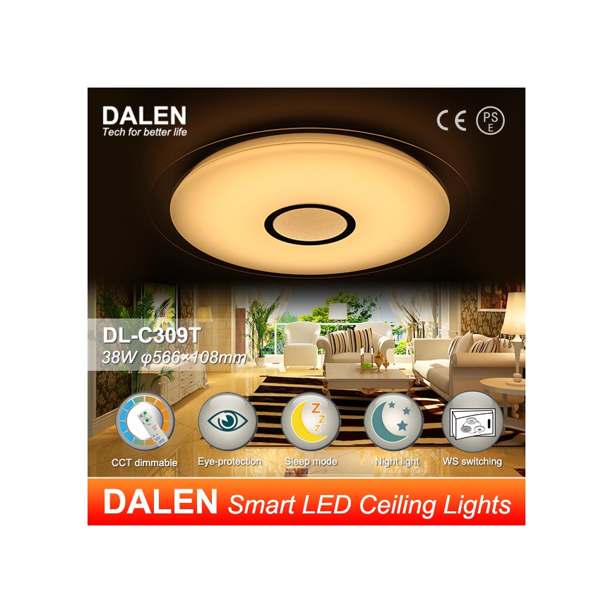 Dalen DL-C309T - LED stmívatelné stropní svítidlo CLASSIC LED/38W/230V