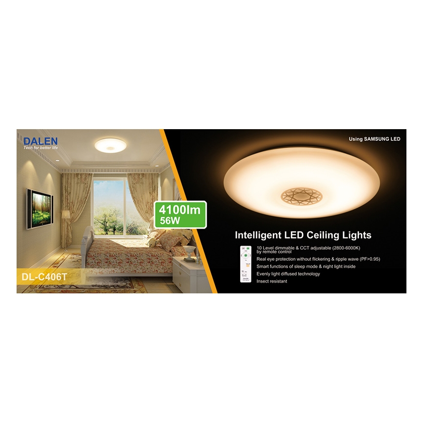 Dalen DL-C406T - LED stmívatelné stropní svítidlo CLASSIC LED/56W/230V