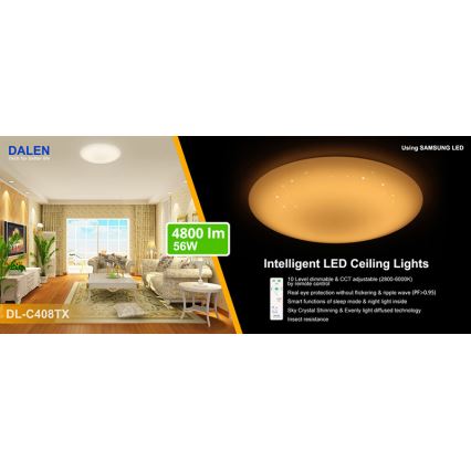 Dalen DL-C408TX - LED stmívatelné stropní svítidlo STAR SKY LED/56W/230V