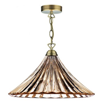 Där Lighting ARD866 - Lustr na řetězu ARDECHE 1xE27/60W/230V mosaz/kouřová hnědá
