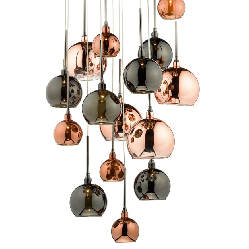 Där Lighting AUR1564 - Lustr na lanku AURELIA 15xG4/10W/230V černá/měděná