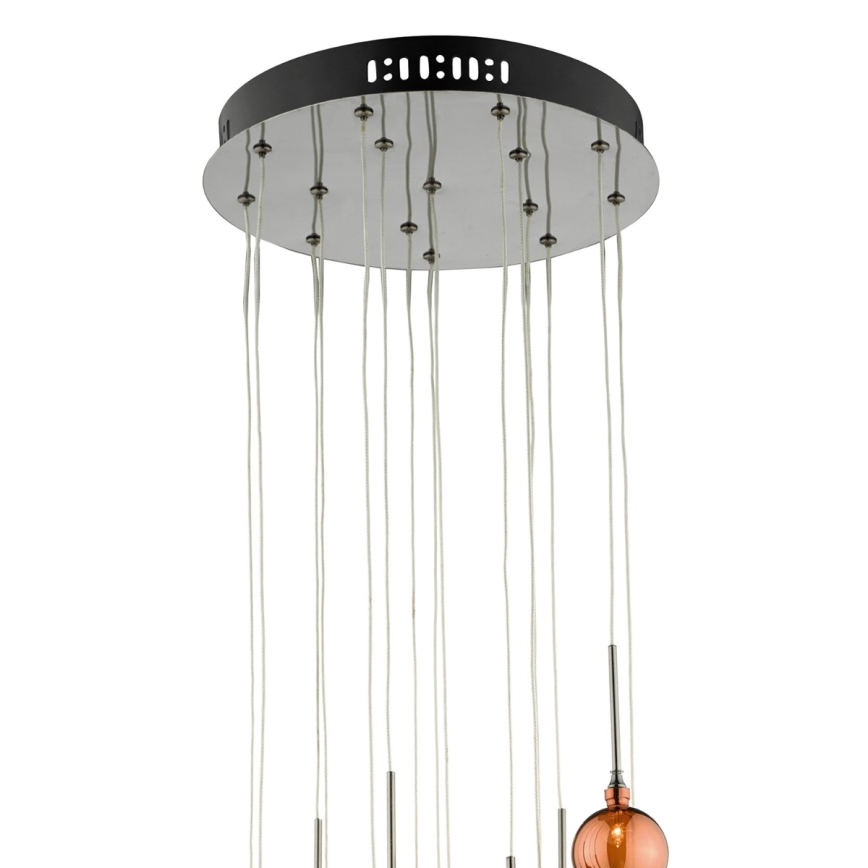 Där Lighting AUR1564 - Lustr na lanku AURELIA 15xG4/10W/230V černá/měděná