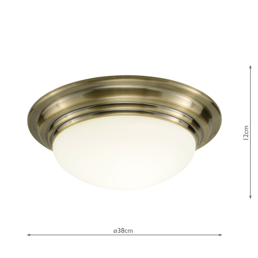 Där Lighting BAR5075 - Koupelnové stropní svítidlo BARCLAY 1xE27/60W/230V pr. 38 cm mosaz