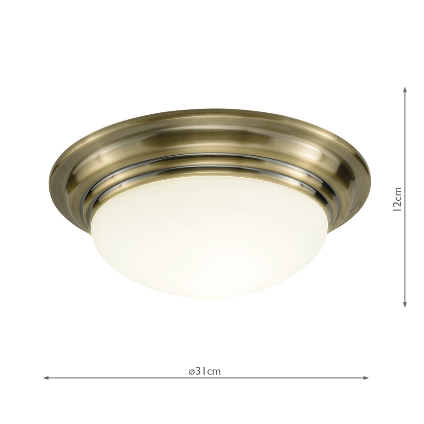 Där Lighting BAR5275 - Koupelnové stropní svítidlo BARCLAY 1xE27/60W/230V pr. 31 cm mosaz