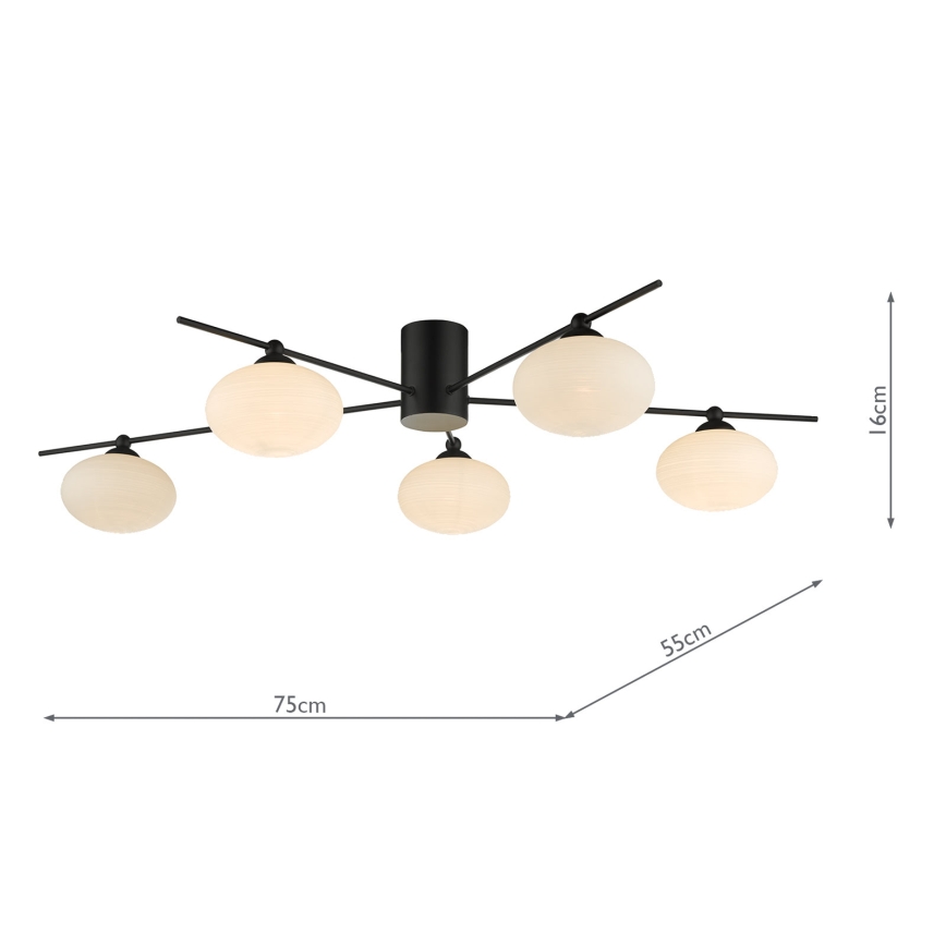 Där Lighting JAS5422 - Přisazený lustr JASPER 5xG9/25W/230V černá
