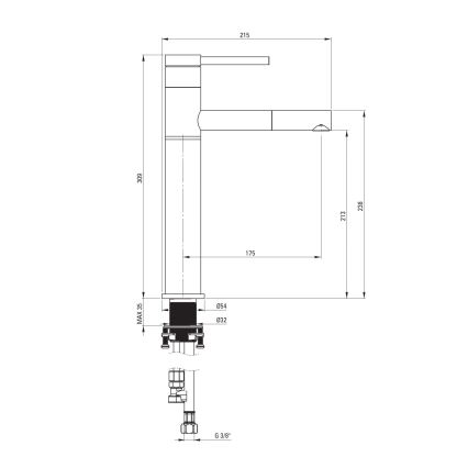Deante BGE_D22K - Umyvadlová baterie s vytahovací sprškou ORA 30,9 cm titan