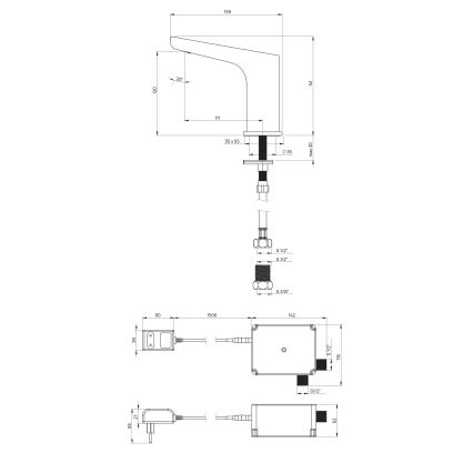 Deante BQH_N28V - Bezkontaktní umyvadlová baterie HIACYNT 230/6V černá
