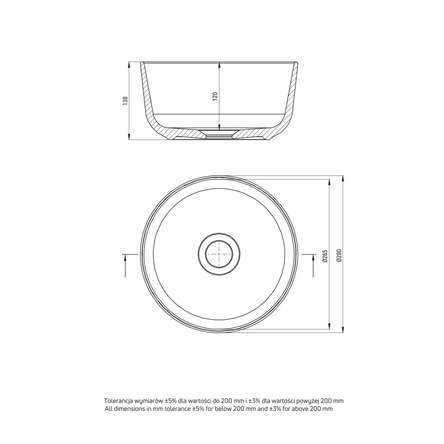 Deante CDJ_6U2S - Umyvadlo na desku JASMIN pr. 28 cm keramika/bílá
