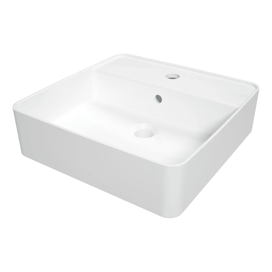 Deante CGS_6U4B - Umyvadlo na desku s otvorem pro baterii SQUARE 42x42 cm keramika/bílá