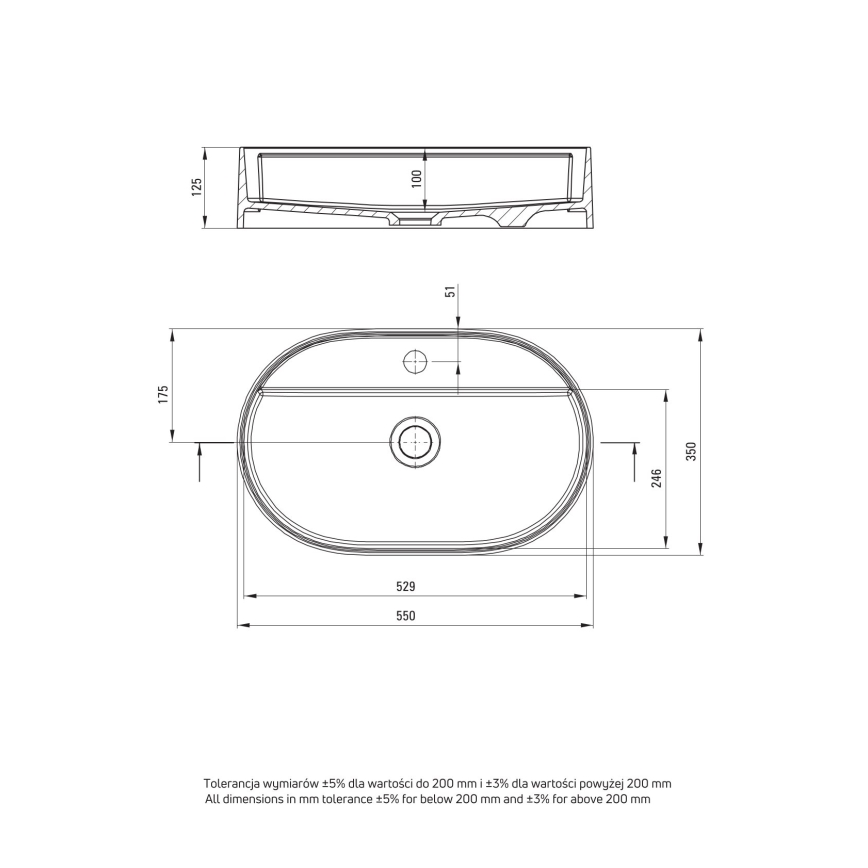 Deante CQS_5U6B - Umyvadlo na desku s otvorem pro baterii SILIA 35x55 cm granit/béžová