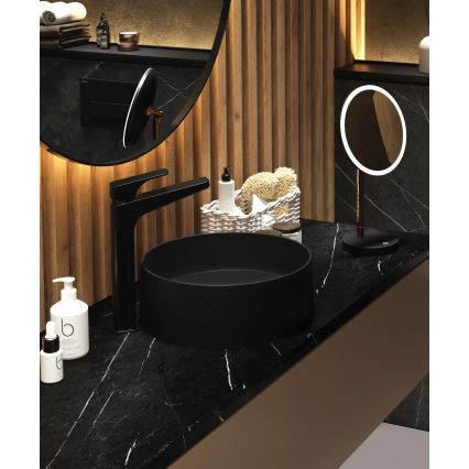 Deante CQS_NU4S - Umyvadlo na desku SILIA pr. 36 cm granit/černá