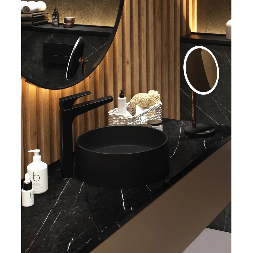 Deante CQS_NU4S - Umyvadlo na desku SILIA pr. 36 cm granit/černá