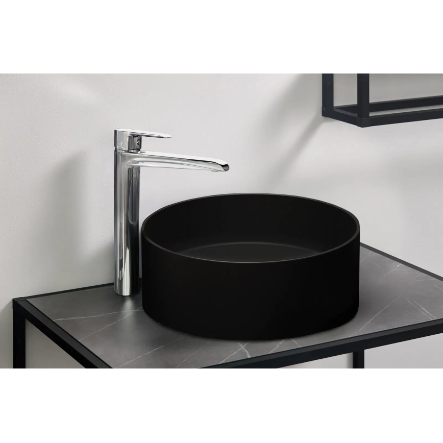 Deante CQS_NU4S - Umyvadlo na desku SILIA pr. 36 cm granit/černá