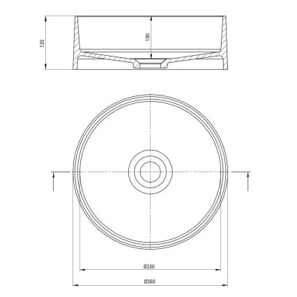 Deante CQS_NU4S - Umyvadlo na desku SILIA pr. 36 cm granit/černá