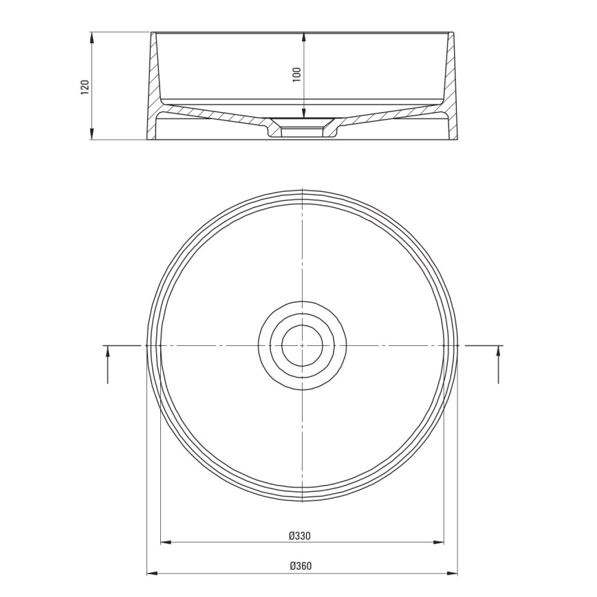 Deante CQS_NU4S - Umyvadlo na desku SILIA pr. 36 cm granit/černá