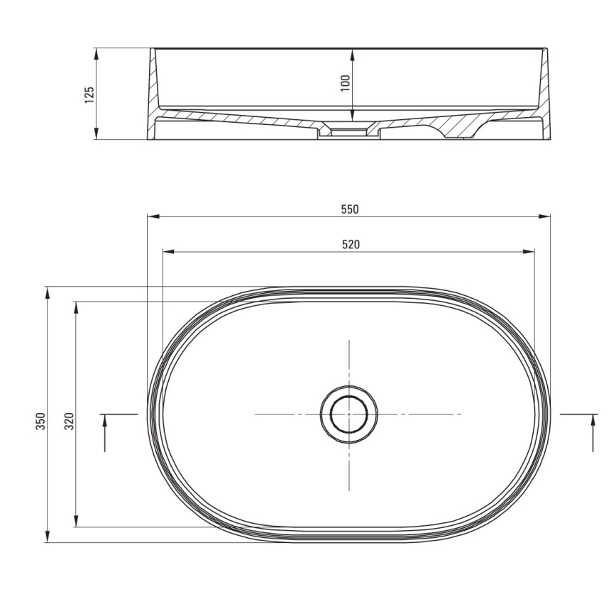 Deante CQS_NU6S - Umyvadlo na desku SILIA 35x55 cm granit/černá