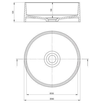 Deante CQS_SU4S - Umyvadlo na desku SILIA pr. 36 cm granit/metalicky šedá