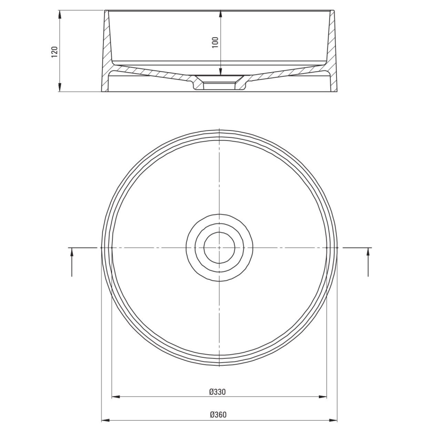 Deante CQS_SU4S - Umyvadlo na desku SILIA pr. 36 cm granit/metalicky šedá