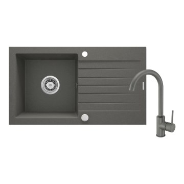Deante ZQZVT113 - Kuchyňský dřez ZORBA 76x44 cm + dřezová baterie granit/metalický antracit
