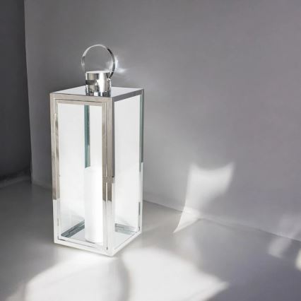 Dekorační lucerna 38 cm lesklý chrom