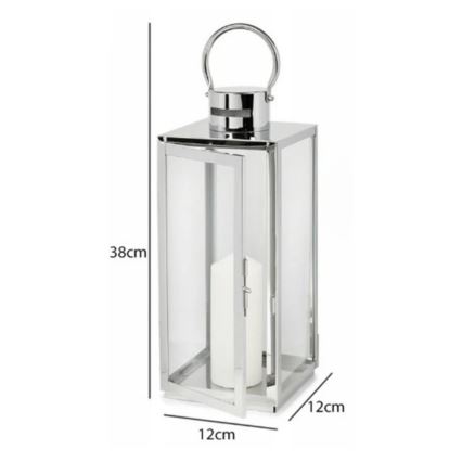 Dekorační lucerna 38 cm lesklý chrom