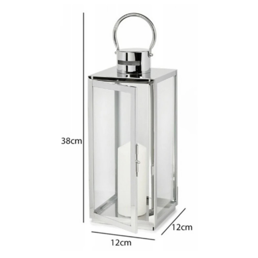 Dekorační lucerna 38 cm lesklý chrom
