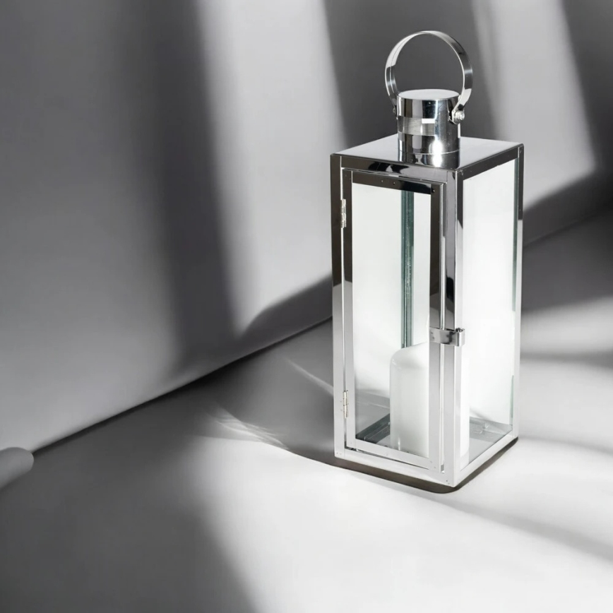 Dekorační lucerna 49 cm lesklý chrom