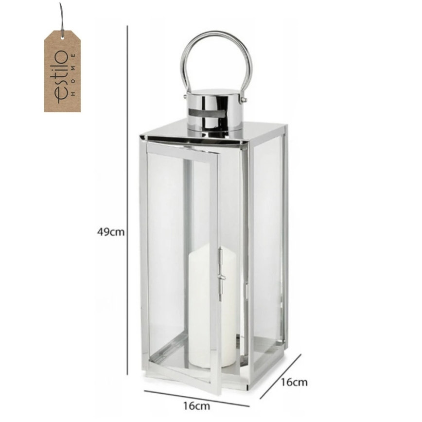 Dekorační lucerna 49 cm lesklý chrom