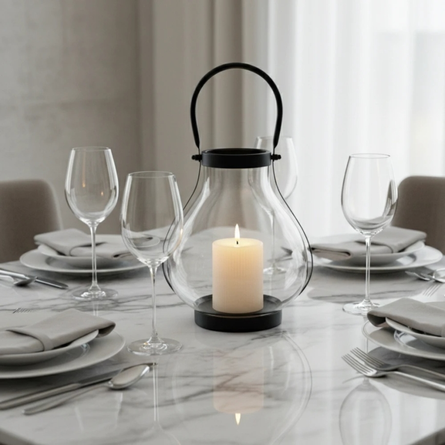 Dekorační lucerna GLASSY 25 cm černá
