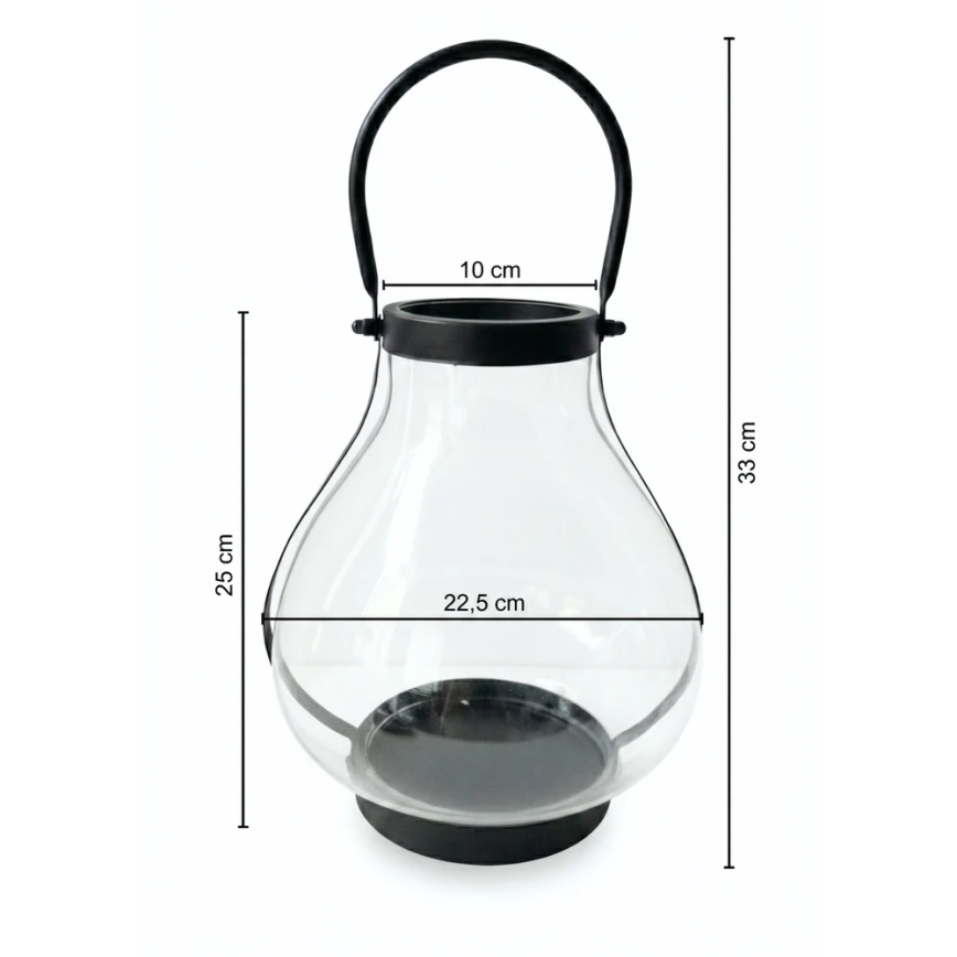 Dekorační lucerna GLASSY 25 cm černá