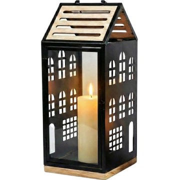 Dekorační lucerna HOME 34,5 cm černá/béžová