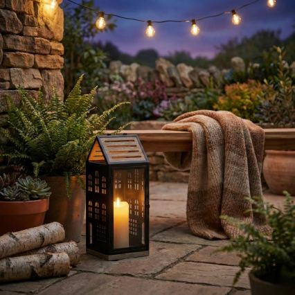 Dekorační lucerna HOME 34,5 cm černá/béžová