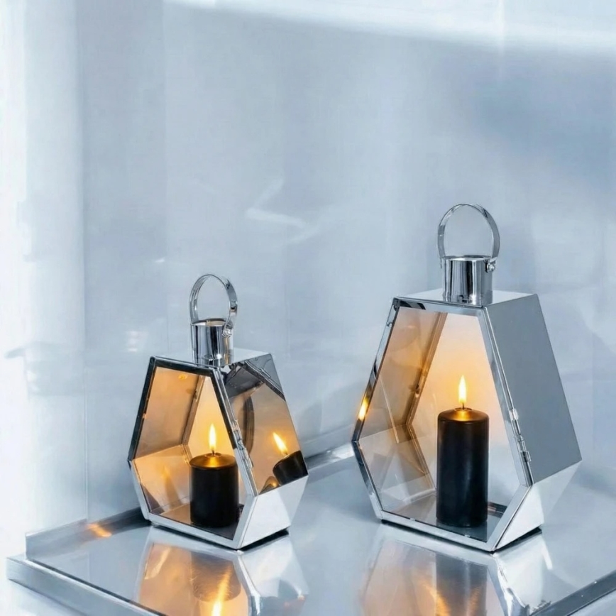 Dekorační lucerna PALACE 34 cm lesklý chrom