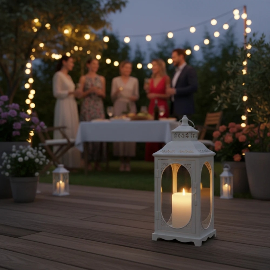 Dekorační lucerna ROSEHILL 40 cm bílá