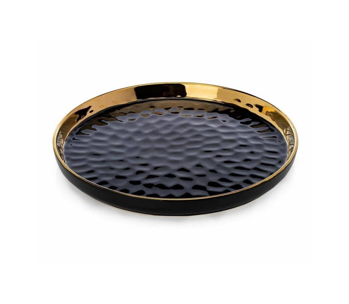  HowHomely Dekorační tác LIJA 26 cm černá/zlatá DD0394