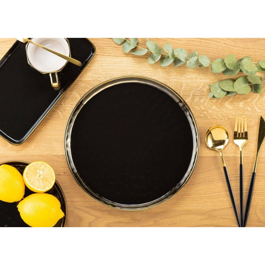Dekorační tác LIJA 26 cm černá/zlatá