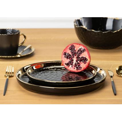 Dekorační tác LIJA 26 cm černá/zlatá