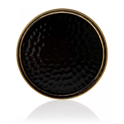 Dekorační tác LIJA 26 cm černá/zlatá