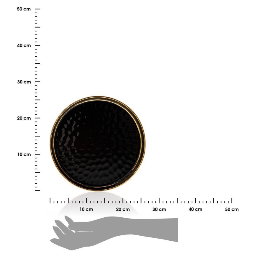Dekorační tác LIJA 26 cm černá/zlatá