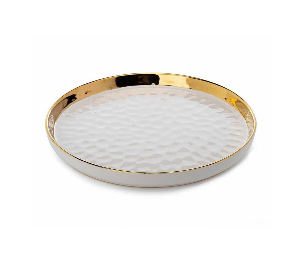  HowHomely Dekorační tác LIJA 26 cm krémová/zlatá DD0396