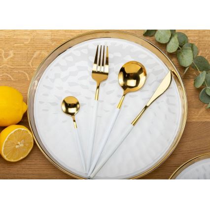 Dekorační tác LIJA 26 cm krémová/zlatá