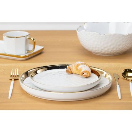 Dekorační tác LIJA 26 cm krémová/zlatá