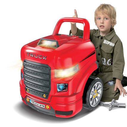 Dětská autodílna 3xAAA + 1xCR2025 červená