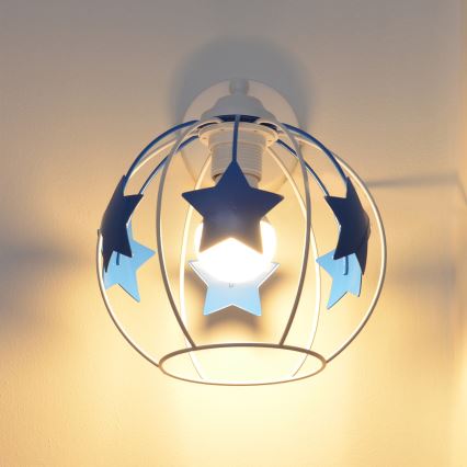 Dětská nástěnná lampa STARS 1xE27/15W/230V modrá/bílá