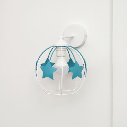 Dětská nástěnná lampa STARS 1xE27/15W/230V tyrkysová/bílá