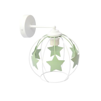 Dětská nástěnná lampa STARS 1xE27/15W/230V zelená/bílá