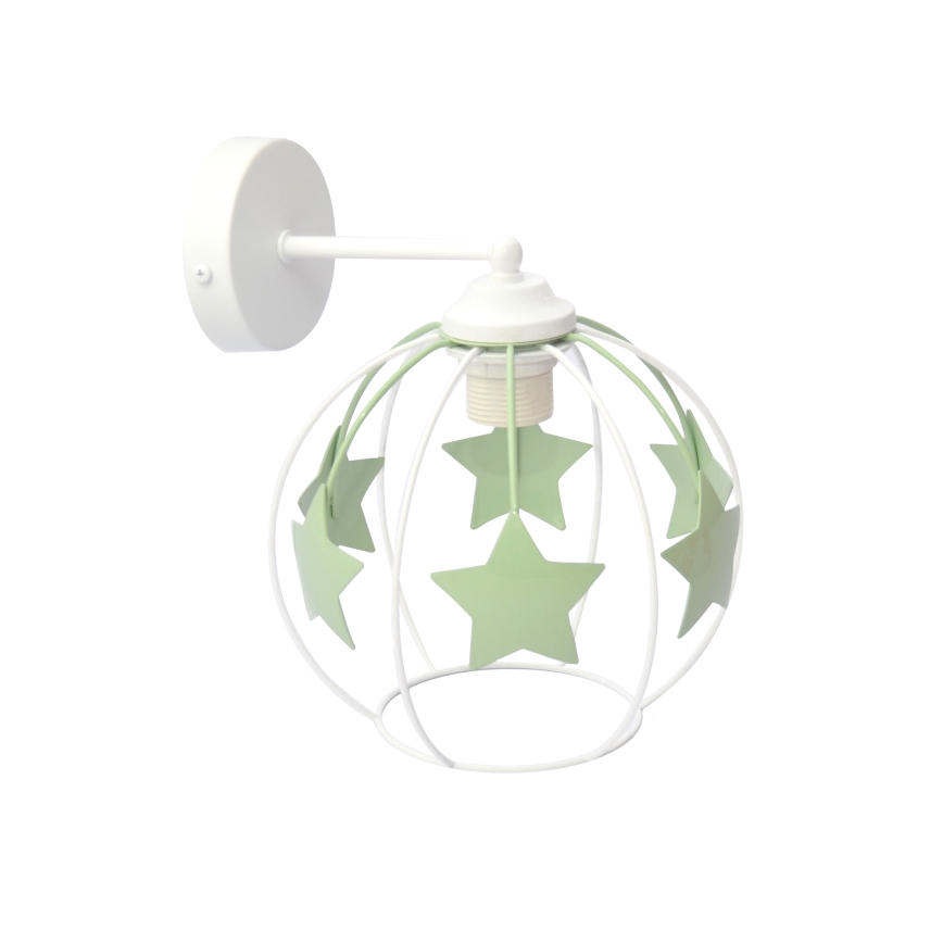 Dětská nástěnná lampa STARS 1xE27/15W/230V zelená/bílá