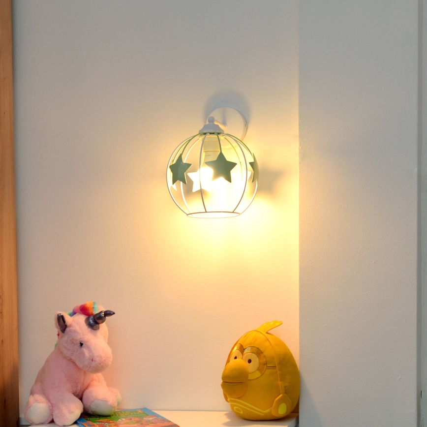 Dětská nástěnná lampa STARS 1xE27/15W/230V zelená/bílá